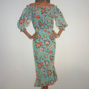 Saloni Grace Silk Midi Dress